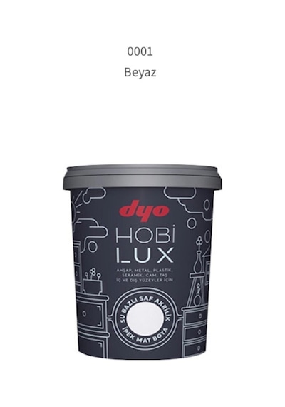 Hobilüx Su Bazlı Saf Akrilik Boya Hobi Boyası 0,9lt Beyaz