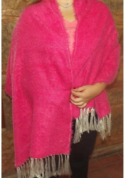 Mandaş Style El Dokuma Angora Bayan Şalı-Pembe