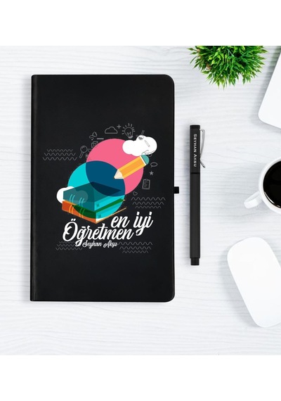Kişiye Özel En Iyi Öğretmen Siyah Defter Kalem Seti - 3