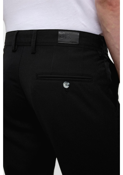 Süvari Siyah Slim Fit Desenli Kumaş Pantolon-38294 Siyah