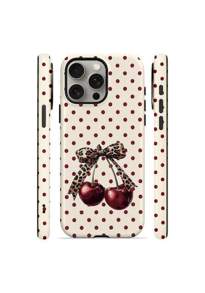 Velvoria Valestra Wild Cherry Bow Apple iPhone Uyumlu 15 Pro Darbe Korumalı Kılıf Valestra Select - Wild Cherry Bow