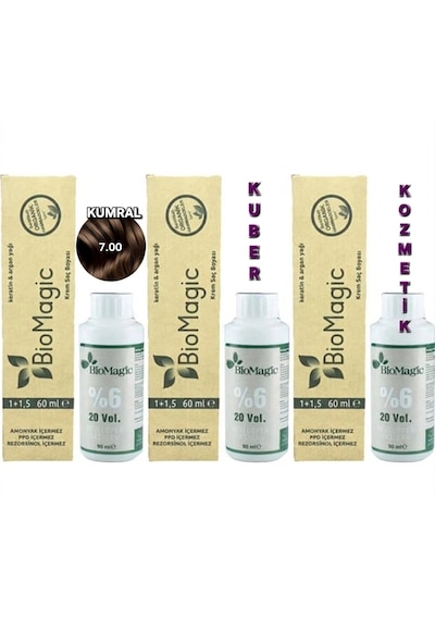 Biomagic 7.00 Orta Kkumral Organik İçerikli Amonyaksız Kalıcı Saç Boyası 3 Boya+ 3 Oksidan