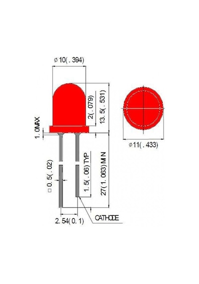 10Mm Kırmızı Led 10 Adet