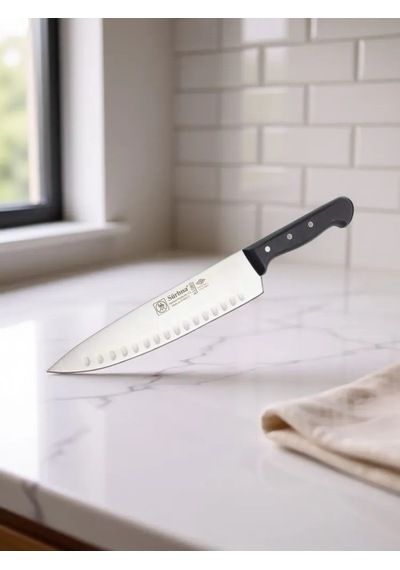 Sürbisa Sürmene 61080 Profesyonel Oluklu Şef Bıçağı 33 Cm Paslanmaz Çelik Pimli Saplı Aşçı Bıçağı