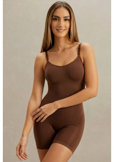 Fit Women Kadın Kalp Yaka Sportif Etki Kahve Body Kahverengi