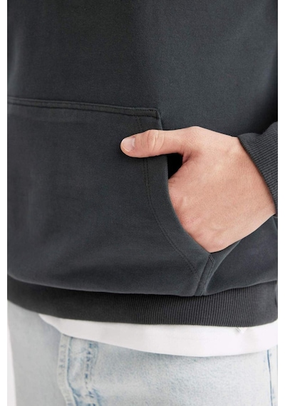 Defacto Comfort Regular Fit Rahat Kalıp Kapüşonlu Basic Sweatshirt B4446AX24SPGN1082 Yeşil