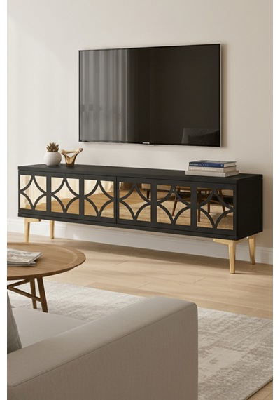 Tsa1236ag - Öztv120 Tv Stand, Tv Sehpası Antrasit - Gold 120cm
