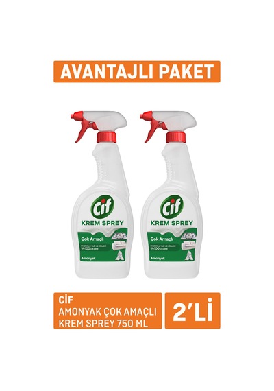 Cif Amonyak Çok Amaçlı Krem Sprey 2 X 750 Ml 3 Adet Diğer