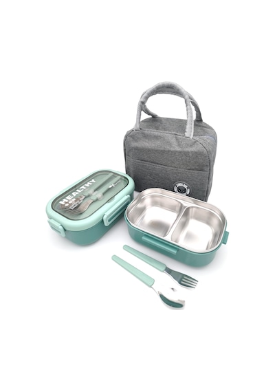 Valkyrie Isı Yalıtımlı Termal Çantalı Çelik Lunch Box Bpa Sız, Sızdırmaz, Çok Bölmeli Yemek Kabı Su Yeşili Su Yeşili