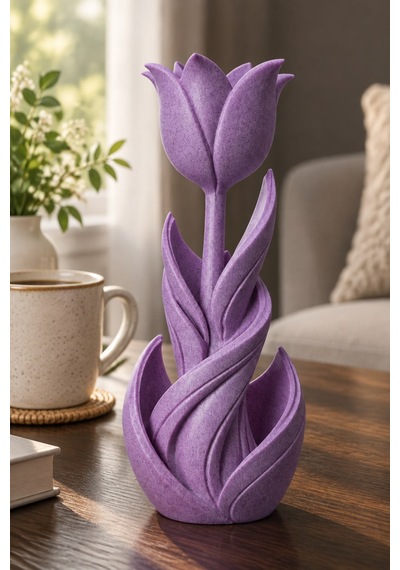 Spiral Lale Çiçeği Figürlü Dekoratif Biblo 47032477