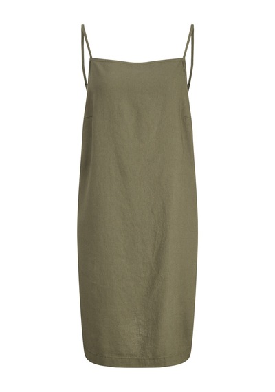 Kadin Kare Yaka Kolsuz Elbise - Almira - 12294717 Dusty Olive