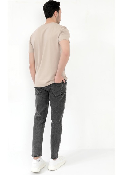 Giysa Erkek Skinny Jean Füme Kar Yıkama Düğme Kapamalı Likralı Kot Pantolon - 5602 Füme