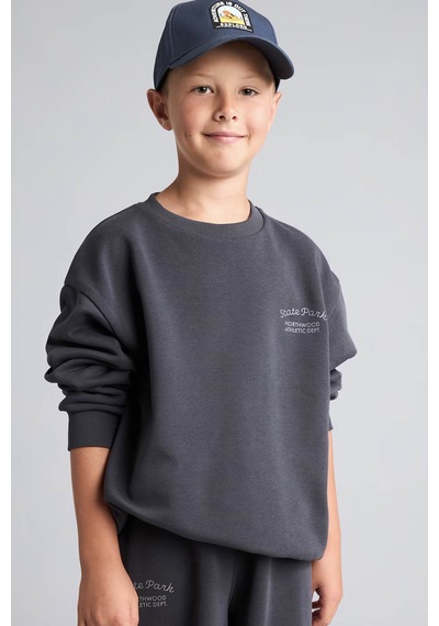 Defacto Nakışlı Antrasit Erkek Çocuk Sweatshirt H9683a8/ar31
