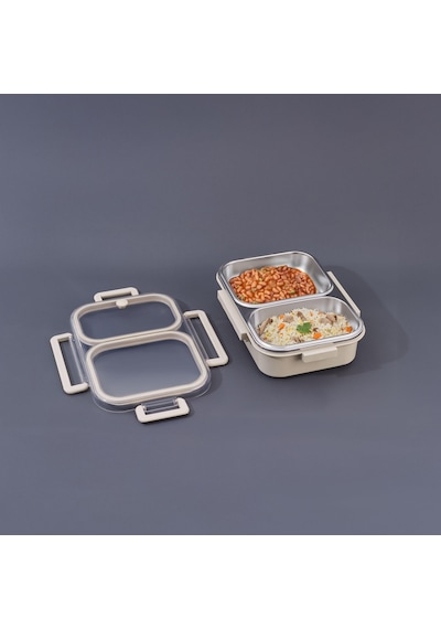 Aryıldız Bento Dikdörtgen 2 Bölmeli Lunch Box Yemek Termosu Vizon 1000 Ml Kahve