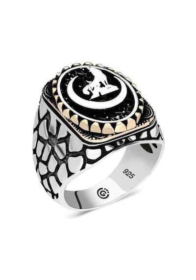 Gumush Gümüş Hilal Bozkurt Oval Erkek Yüzük  551187296