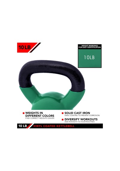 Jfıt Kettlebell Weights Vinyl Coated Iron - 12 Size Options, 5lbs-50lbs - Coated For Floor And Equipment Protection, Noi