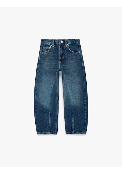 Koton Pamuklu Cepli Rahat Kesim Balon Form Denim Pantolon Dark Indıgo 7wkb40014td Koyu İndigo