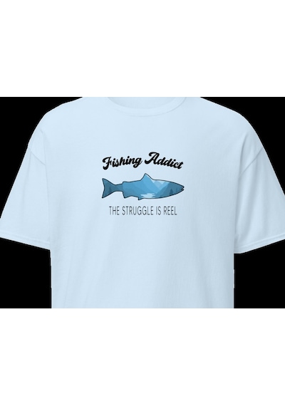 Wildstyle Fishing Addict Struggle Is Reel Balıkçılık Esprili Baskılı Unisex Bisiklet Yaka Pamuklu Tişört Bebek Mavisi