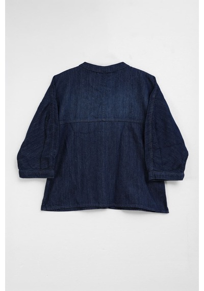 Blue White Bluew White Kadın İndigo Hakim Yaka Bol Kesim Denim Gömlek 36