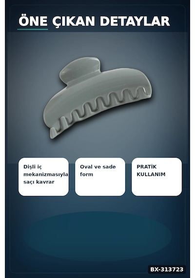 Bay Plastik Oval Mandal Saç Tokası 8 Cm Sert Malzeme 1 Adet Asorti Renk Kullanım Bx-313723 Najmaddin Standart