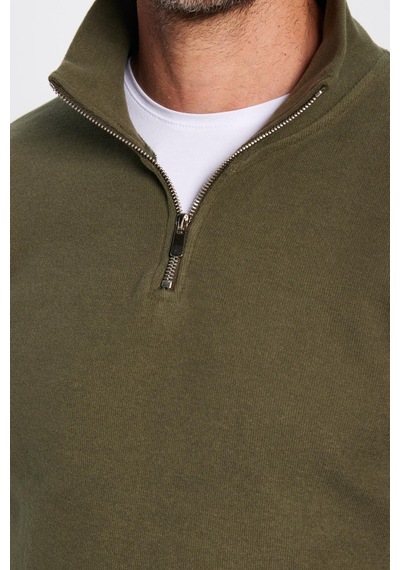Tudors Unisex Relax Fit Rahat Kesim Pamuklu Yarım Fermuarlı Haki Dik Yaka Sweatshirt-31976 Haki Tudors Unisex Relax Fit Rahat Kesim Pamuklu Yarım Fermuarlı Haki Dik Yaka Sweatshirt-31976 Haki