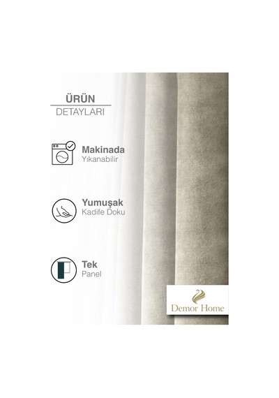 Br Demor Home 1/2 Sık Pile Sis Bulutu Kadife Dokulu Fon Perde Ütü İstemez En Çok Satılan