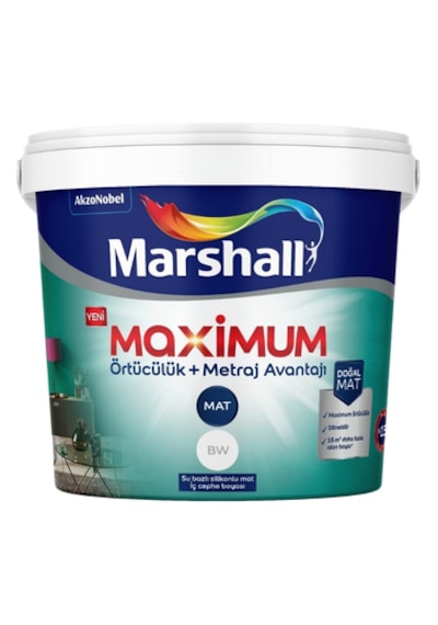 Marshall Maximum Mat Silikonlu Silinebilir İç Cephe Boyası 7,5 Lt 7,5 L
