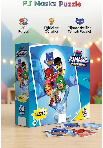 Pijamaskeliler 60 Parça Çocuk Puzzle Eğitici Ve Öğretici Figür Karakterli Oyuncak Yapboz