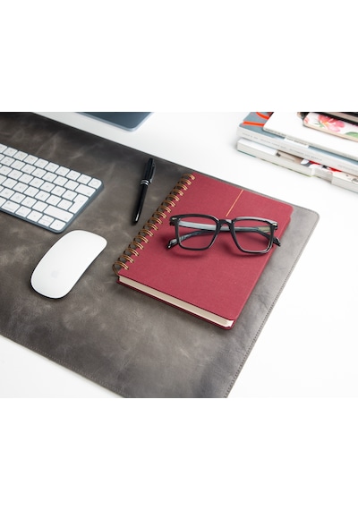 Atelier 91 Ash Gray Leather Desk Mat - Medium M