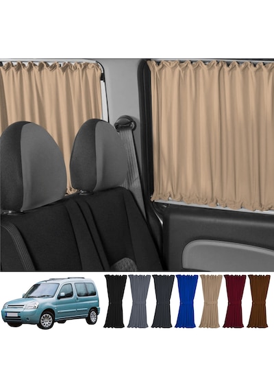 Pandami Citroen Berlingo 1.nesil 1996-2009 Uyumlu Krem Raylı Oto Perde Takımı