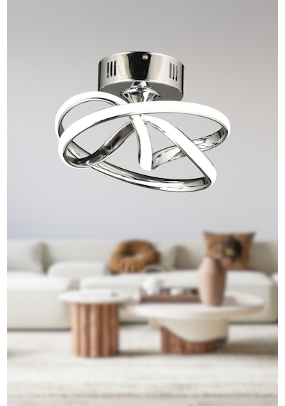 Vino Riserva Model Krom Kaplama Metal Salon Mutfak Oturma Yatak Odası Modern Led Plafonyer Avize Krom