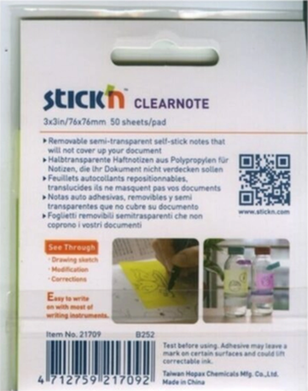 Hopax Stıckn Yapışkanlı Not Kağıdı Yarı Saydam 50 Yp 76x76 Neon Sarı 18 Adet 21709
