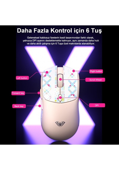 Sc580x Kablolu Ve Kablosuz Gaming Oyuncu Mouse Beyaz Paw3311 Sensör 10000 Dpı 1000hz Hafif