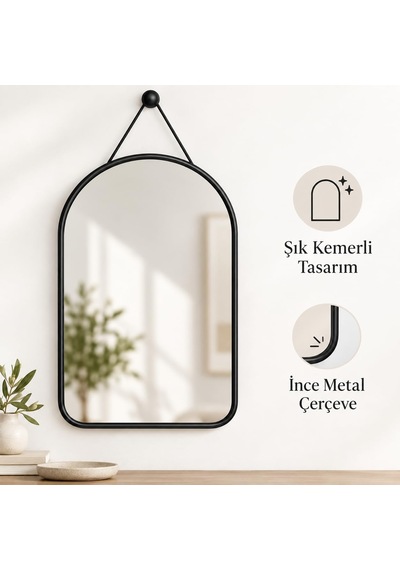 Askılı Duvar Aynası Cm, İnce Çerçeve, Banyo Antre Yatak Odası Ve Makyaj Alanı İçin Dekoratif Ayna, Ayna Siyah Diğer