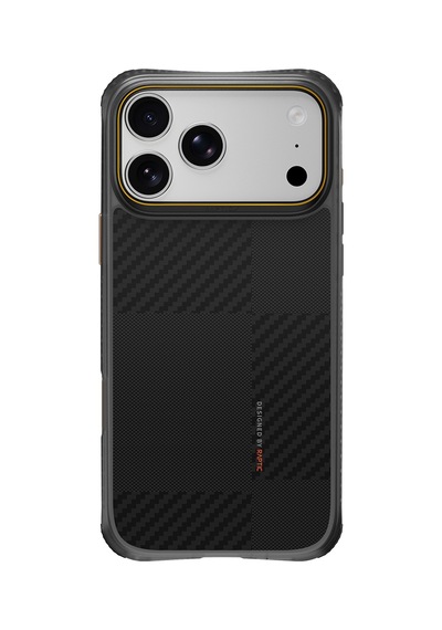 Apple iPhone 18 Pro Kılıf M-safe Uyumlu Raptic Aramid Dual Karbon Fiber Mondrian Serisi Kapak Siyah