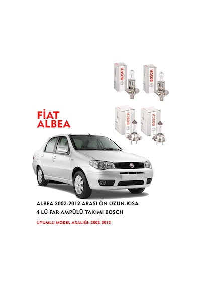 ALBEA 2003 MODEL ÖN UZUN-KISA 4 LÜ FAR AMPÜLÜ TAKIMI BOSCH
