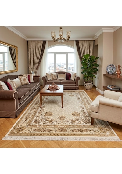 Klasik Hereke Desenli 200 X 300 İpek Halı Bej