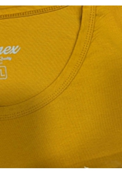 Yuvarlak Yaka Erkek Battal Düz Renk Pamuklu Basic Tshirt Hardal