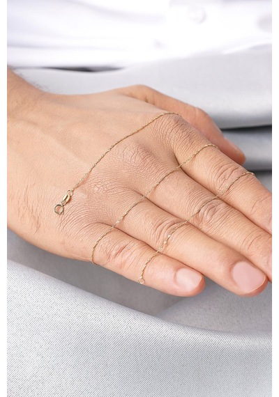 14 Ayar Altın Singapur Zincir Erkek Kolye 0.75 Mm Sarı Altın