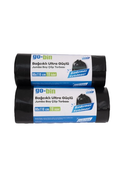 Ultra Güçlü Jumbo Çöp Torbası 80x110cm 10'lu Yırtılmaz Sızdırmaz Tarı