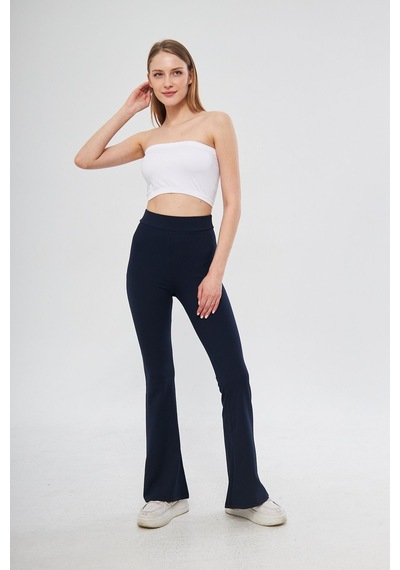Thiff Gymwear Antrasit Yüksek Bel Fitilli Ispanyol Paça Interlok Örme Kadın Tayt Lacivert Thiff Gymwear Antrasit Yüksek Bel Fitilli Ispanyol Paça Interlok Örme Kadın Tayt Lacivert