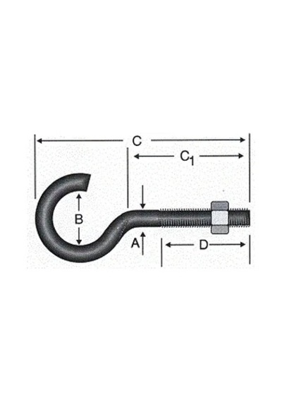 Açık Metrik Kanca M5 / 21x80 - 100 Adet 0.90