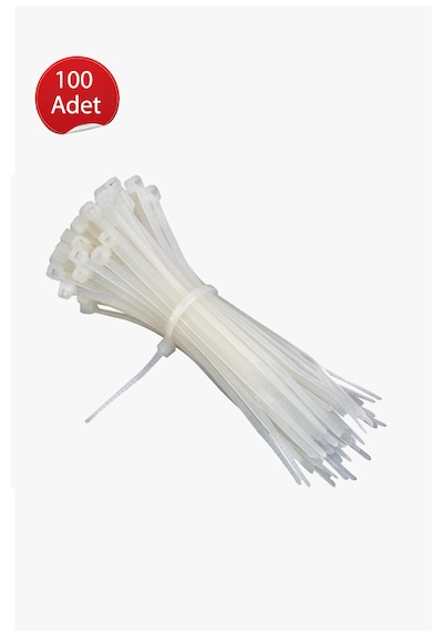 Plastik Kelepçe Cırt Kablo 2.5x20cm Uzunluk Beyaz 100 Adet