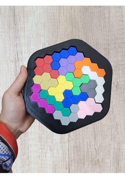 3d Baskı Petek Desenli Altıgen Puzzle - Renkli Zeka Oyunu