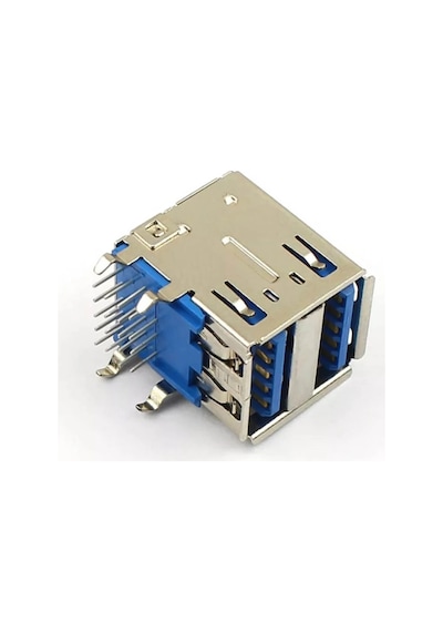 Ic-265e İkili Usb3.0 Konnektör A Tip Şase Dişi 90 Mavi