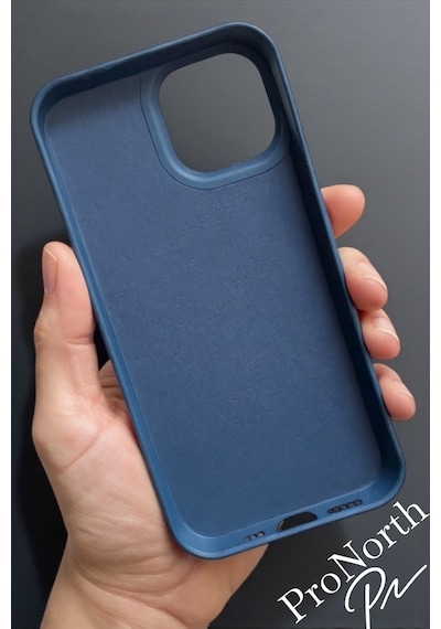 Iphone 13-14 Uyumlu Kılıf Logolu Lansman Soft Yumuşak Içi Kadife Silikon Kapak Lacivert