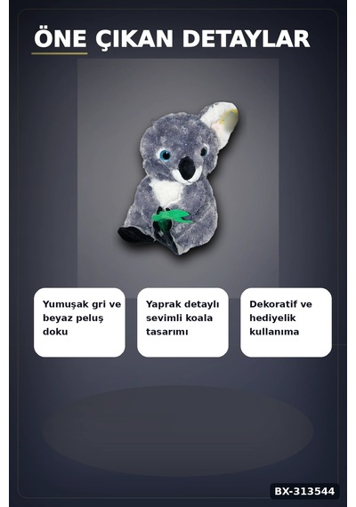 Bay 30 Cm Yumuşak Bambulu Peluş Koala Oyuncak - Çocuk Odası Hediyelik Dekor Bx-313544 Najmaddin