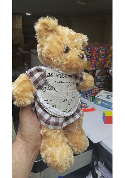 Oyuncak Peluş Kahverengi Elbiseli Ayıcık 30 Cm