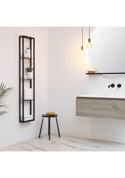Firuze Metal Banyo, Mutfak Ve Antre Duvar Rafı Siyah Siyah