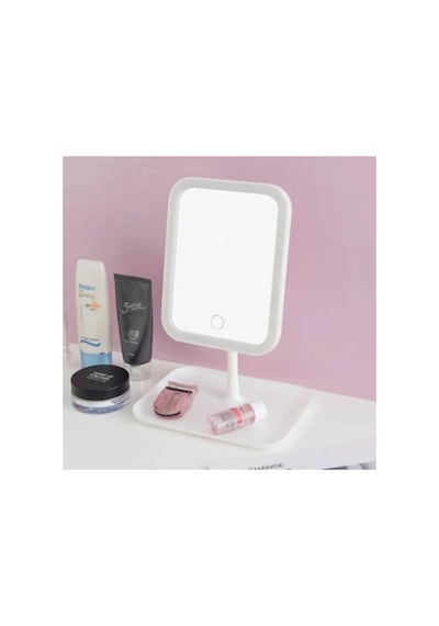 Yumurcak Shop Dokunmatik Led Işıklı Kare Makyaj Aynası Altı Organizer Kaseli, Ayarlanabilir Aydınl